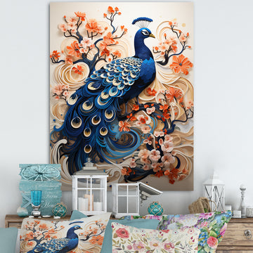 Flower Colors Of The Peacock - Blue Peacock Wall Art